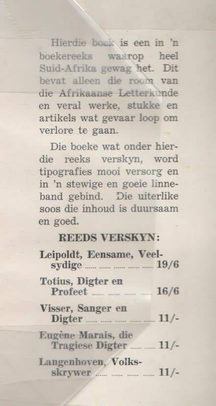 JAN CELLIERS, ONS VOLKSDIGTER - P J NIENABER (1951)