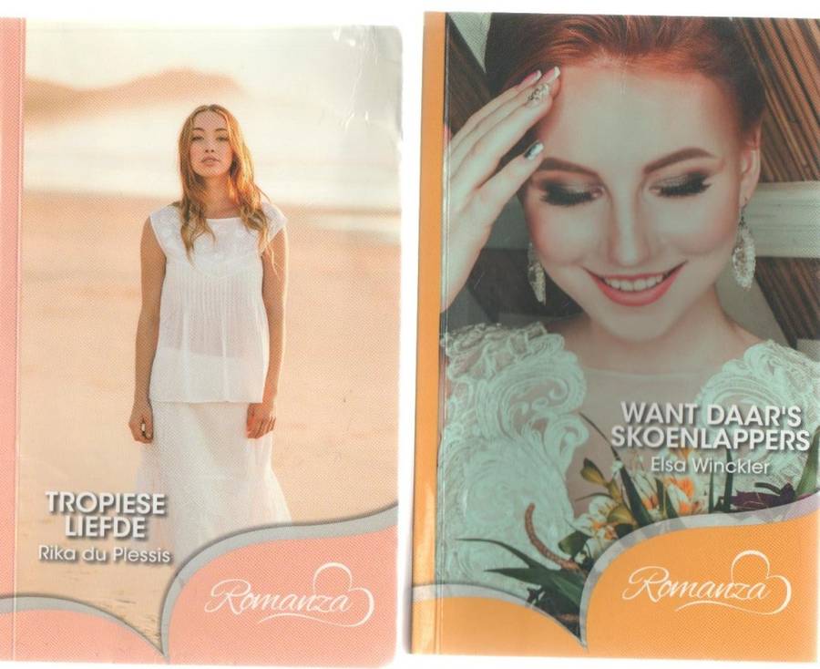 VIER ROMANZA TITELS: WANT DAAR`S SKOENLAPPERS, DIE HARTEBREKER, VERBY OMDRAAI, TROPIESE LIEFDE