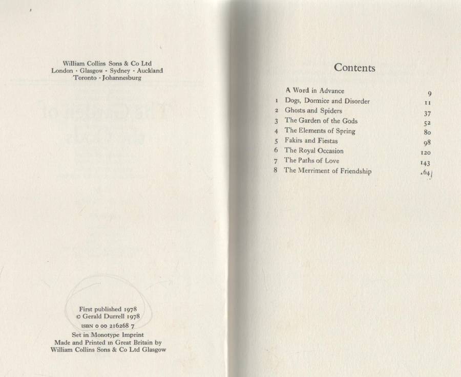 THE GARDEN OF THE GODS - GERALD DURRELL (1 ST PUBLISHED 1978)