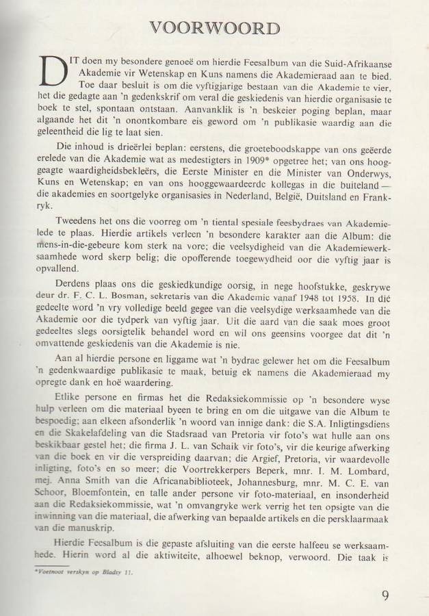 DIE SUID-AFRIKAANSE AKADEMIE VIR WETENSKAP EN KUNS  FEESALBUM 1909 - 1959