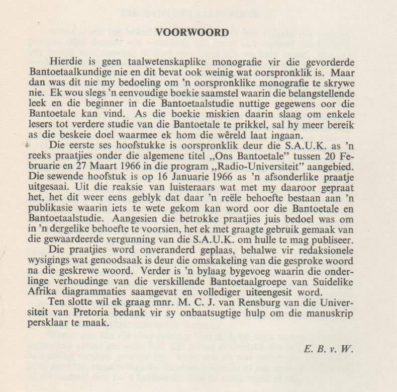DIE BANTOETALE - E B VAN WYK  (1966)