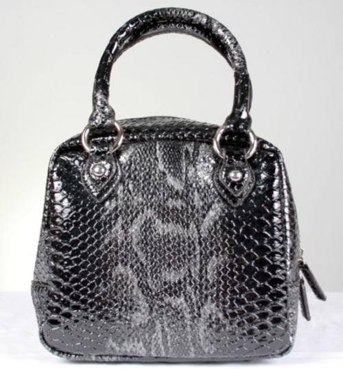 GREY & BLACK MOCK SNAKE SKIN SQUARE BAG