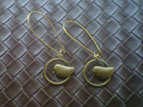 Bronze alloy bird earrings