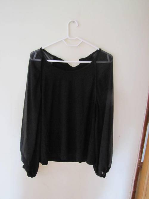 Size 14 Black top with chiffon sleeves Ex Woolies