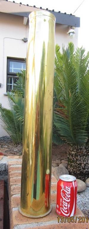 85 x 629 mm Large Soviet Anti-Aircraft brass case. WW 2 and Border War Era.