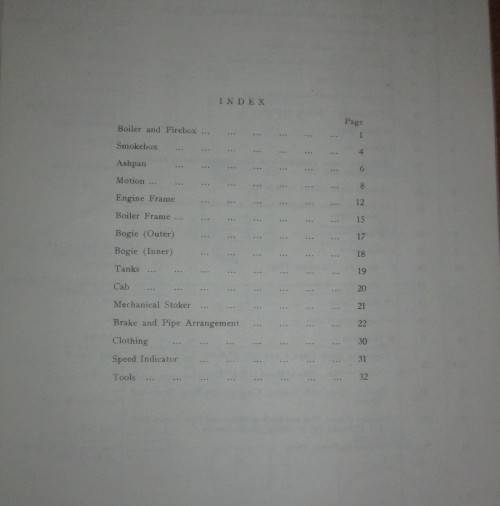 Illustrated Parts List for Garratt Steam Engine dated 1938