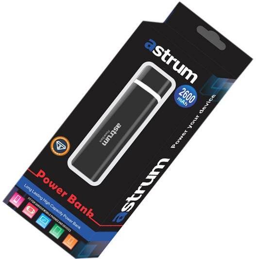 Astrum Black 2600mAh 1amp Power Bank for Samsung Cell