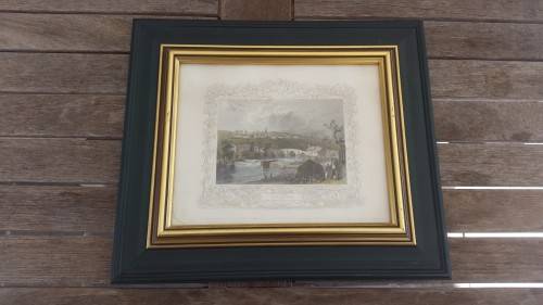 Hand Coloured 1835 engraving. East Farleigh, Kent by William Tombleson (1795-1846). Excellent Frame.