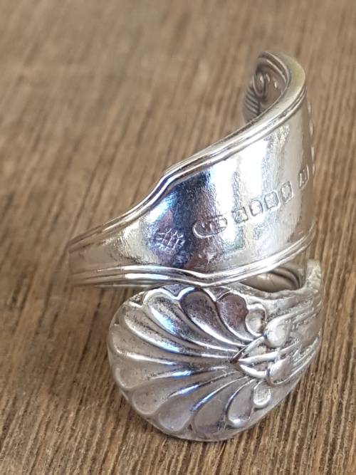 Sterling Silver A1 Plate Decorated Spoon ring. Stylish.  Comfort fit .