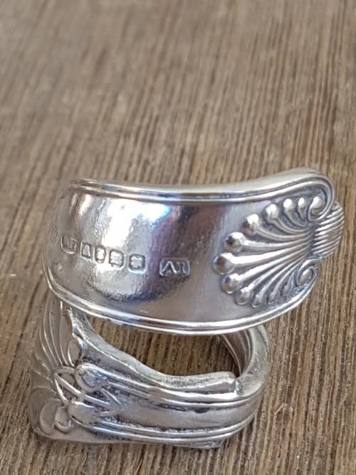 Sterling Silver A1 Plate Decorated Spoon ring. Stylish.  Comfort fit .