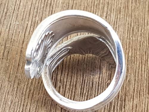 Sterling Silver A1 Plate Decorated Spoon ring. Stylish.  Comfort fit .
