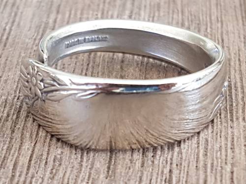 Sterling Silver  Plate Lilac Flower Decorated Spoon ring. Stylish.  Comfort fit .