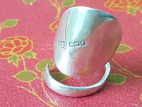Spoon Ring. Sterling Silver. Hallmark on outside.  Unique. 5.5 grams