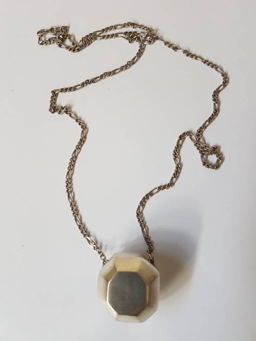 Solid Sterling Silver Heavy Octagonal Pendant. 51.6 grams!!!!! Could also be paperweight.