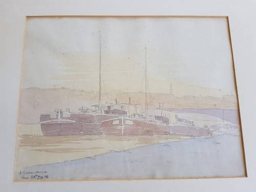 Alexander Graham Munro ( 1903-1985). Original drawing of Notre Dame, Paris and watercolour of Seine.