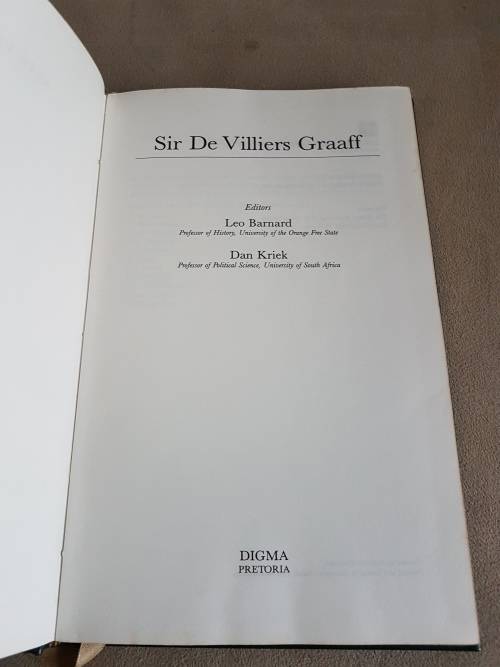 Sir De Villiers Graaff. DELUXE LEATHER SIGNED LIMITED EDITION. Barnard, Leo and Dan Kriek.