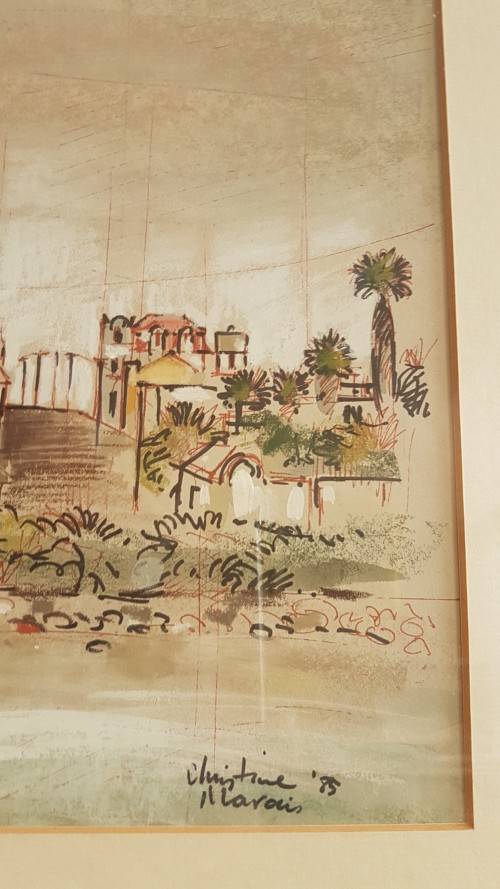 Christine Marais (1935- ). Swakopmund Panorama. Original Mixed Media. 71 cm long.