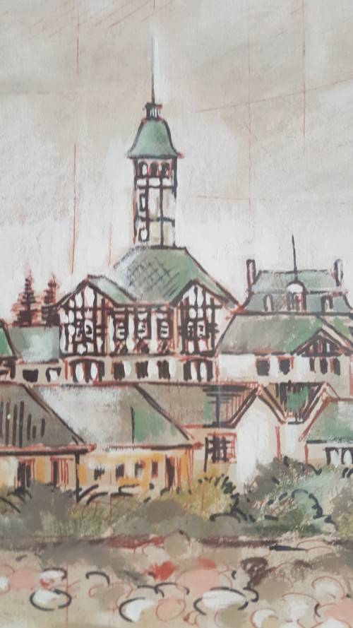 Christine Marais (1935- ). Swakopmund Panorama. Original Mixed Media. 71 cm long.