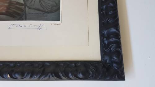 HAND SIGNED Tretchikoff  Cape Carnival Banjo Player.  Ornate black frame. Excellent condition.