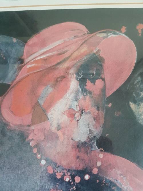 Meyer Uranovsky (1939-). Lady with Red Hat, Dog and Ball. Hand signed and dated limited print 85/300