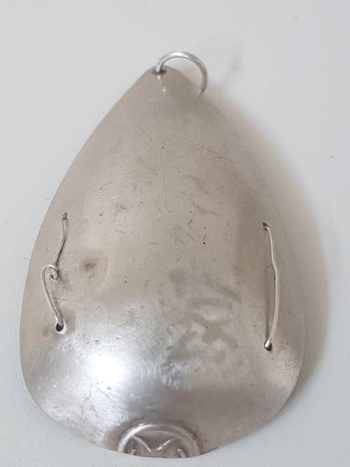 Namibian Labadorite in large teardop solid silver .800 setting with silver wire. 24.4 g!