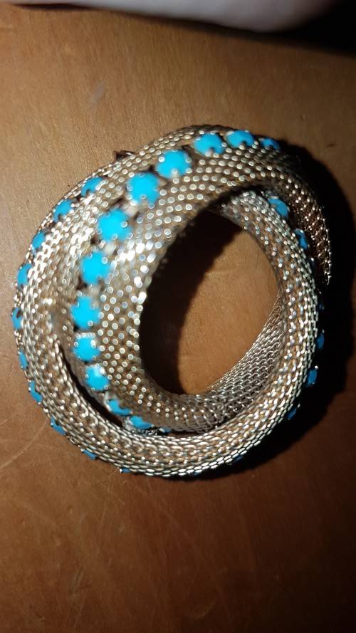 Gold and turquoise swirl Art Deco brooch