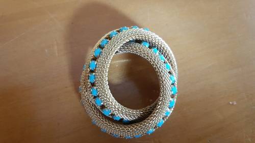 Gold and turquoise swirl Art Deco brooch