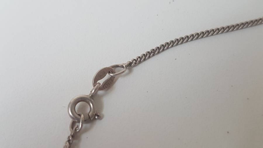 Solid Silver Crucifix Pendant and Fine Necklace marked 925 Italy
