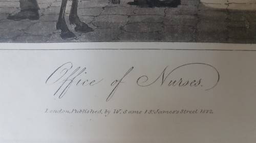 Original Colour Aquatint. Office of Nurses from `A Tour Through Paris`, 1822.  by William Sams
