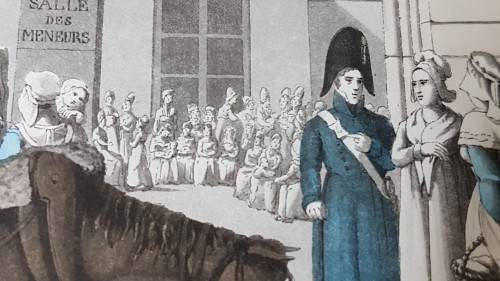 Original Colour Aquatint. Office of Nurses from `A Tour Through Paris`, 1822.  by William Sams
