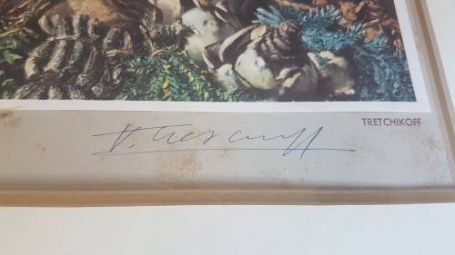 HAND SIGNED by Tretchikoff . Herb Seller. Framed Colour Plate. Ornate gilt mid-century frame.