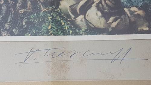 HAND SIGNED by Tretchikoff . Herb Seller. Framed Colour Plate. Ornate gilt mid-century frame.