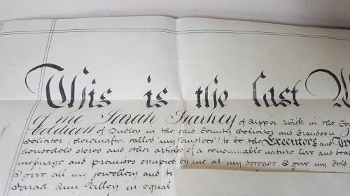 1892 Handwritten Will on Vellum with Blindstamp Seal Tassle.  Framable! Excellent condition.