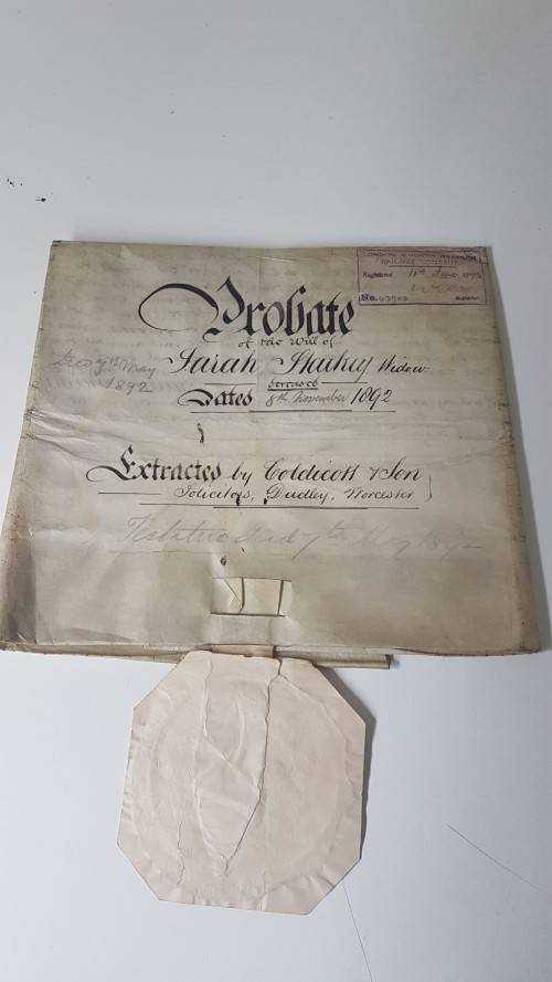 1892 Handwritten Will on Vellum with Blindstamp Seal Tassle.  Framable! Excellent condition.