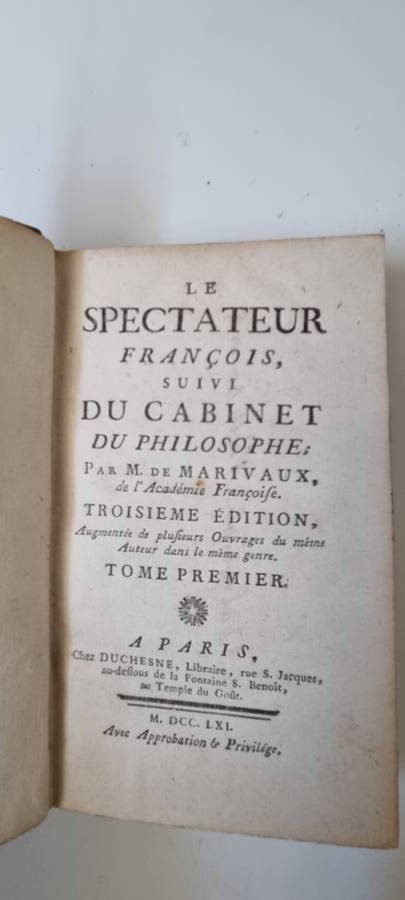 1761 set: Le Spectateur Francois by Pierre de Marivaux. Decorative gilt full leather binding!