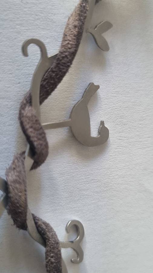 Birds singing all metal pendant leather necklace