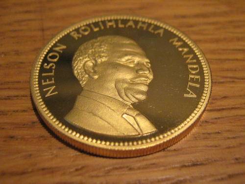 Nelson Mandela President 1994-1999  PROOF Medallion Huge Gold Plated Sterling Silver. 29 GRAMMES.