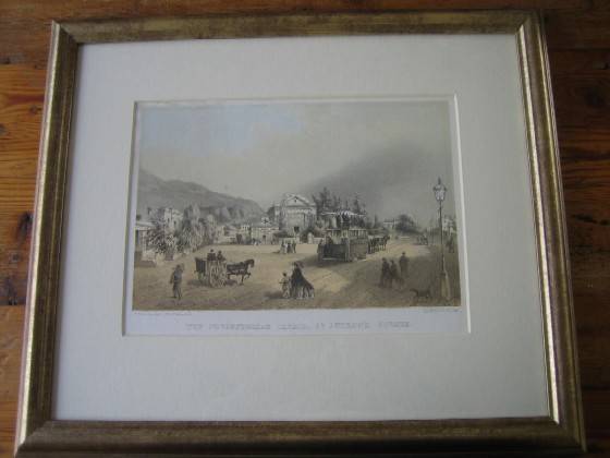 Hand tinted original Thomas Bowler Victorian Engraving  Somerset Road Greenpoint St. Andrews Framed