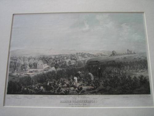 VERY RARE German colour engraving 1854 of Mamre.  Newly cleaned mounted and framed.
