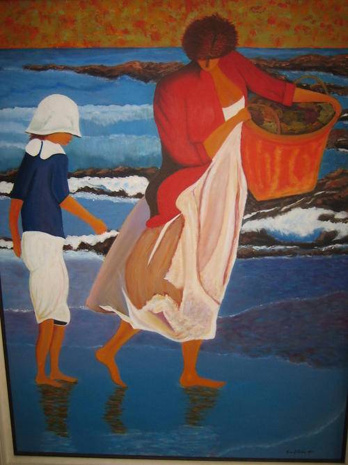 Nico van der Hoven Signed and Framed! Oil on Board. Figures on a Beach.  REDUCED. Big beauty.