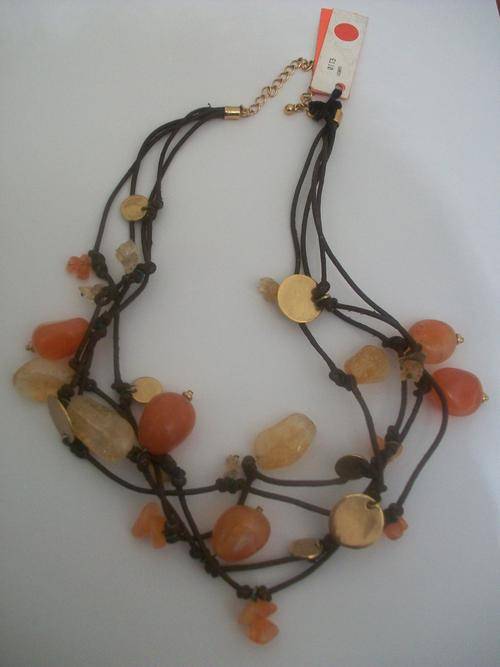 Amazing Necklace with real stones and leather. British Miglio. Was marked 110 pounds.HUGE DISCOUNT!