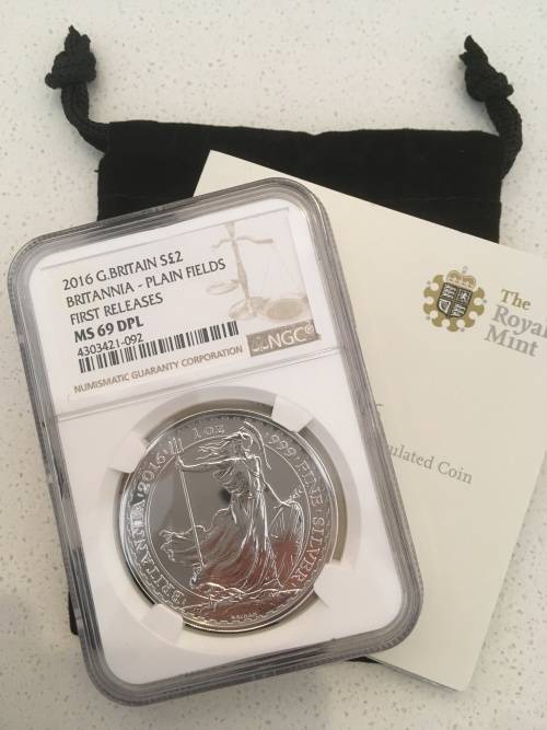 *SALE* | SILVER .999 BRITANNIA 2016 | RARE PLAIN FIELDS | NGC MS69 DPL | FIRST RELEASES