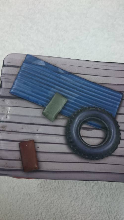 #Vintage 3d savings tin houses and people#