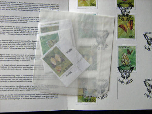 Namibia 1993 second definitive series butterflies - sheet with extra mint stamps