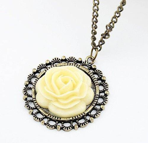 Vintage Yellow Rose Necklace