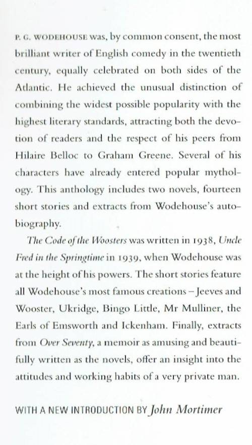 P. G. Wodehouse, The Best of Wodehouse: An Anthology (hardcover in very good condition)