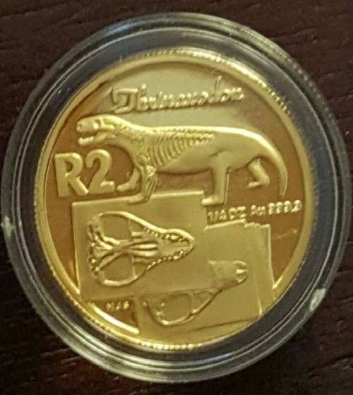 1999 Thrinaxodon S.A. Gold Coin, R2 Gold 1/4oz (7.777 gram) 24 carat MINT