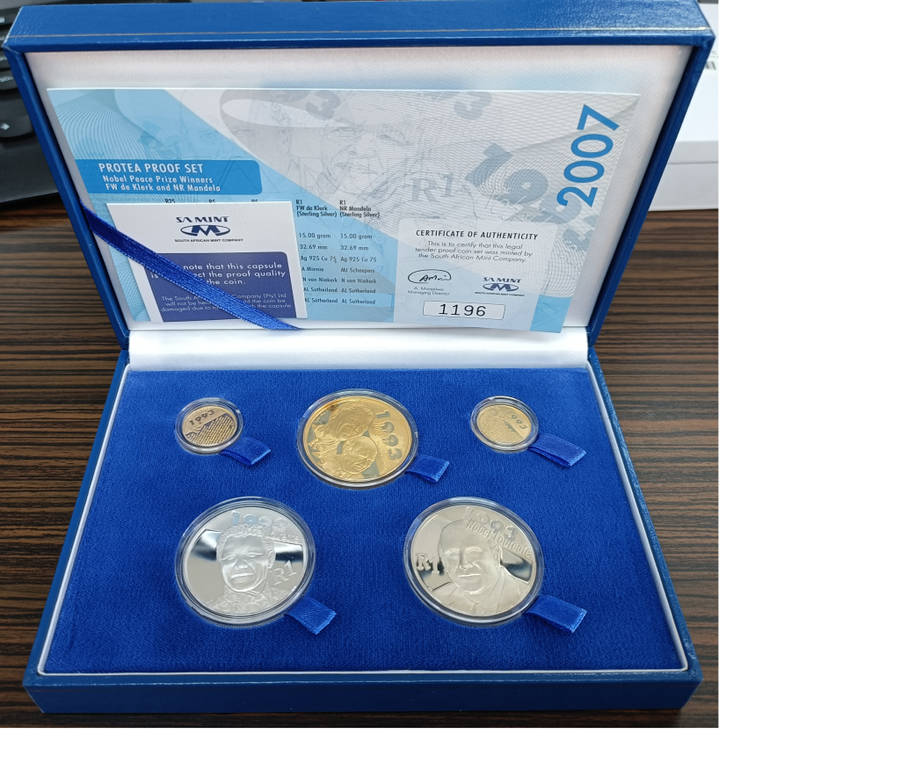 Protea Proof Set - Nobel Peace Prize Winners FW de Klerk and NR Mandela 2007