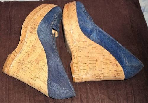 Nine West Denim Wedges size 3
