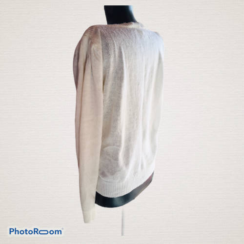Vintage Cream Cable Knit Jersey Size L